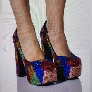 Azalea Wang Embellished chunky heels